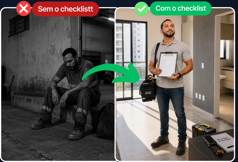 Antes e depois: sem checklist vs com checklist